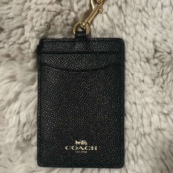COACH BLACK CARD HOLDER LANYARD - Picture 3 of 3